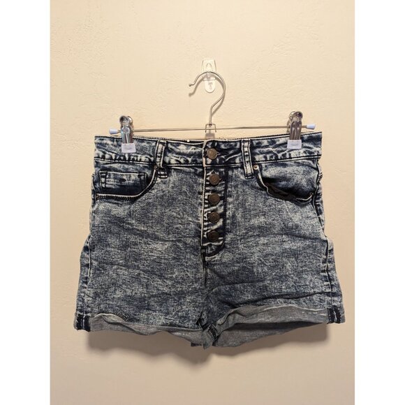 YMI High-Rise Denim Shorts Acid Wash 5/27 Button Fly - Picture 1 of 4